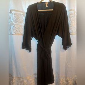 SEXY COMFY BLACK MESH TRIM ROBE NWOT